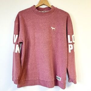PINK Victoria's Secret Oversized Boucle Knit Sweatshirt Mauve Love Pink Medium